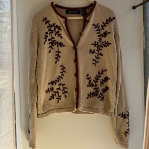 Herman Geist Vintage Cream and Burgundy Cardigan